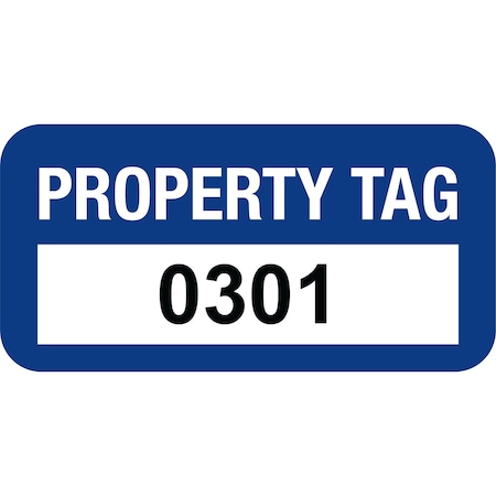 Lustre-Cal VOID Label PROPERTY TAG Dark Blue 1.50in x 0.75in  Serialized 0301-0400, 100PK 253774Vo1Bd0301